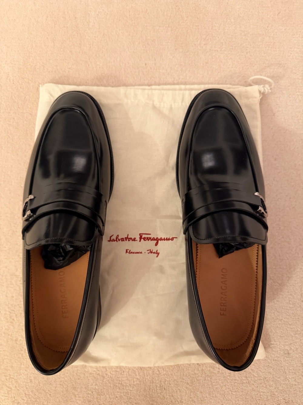 Salvatore Ferragamo Men’s Black Leather Bit Loafers